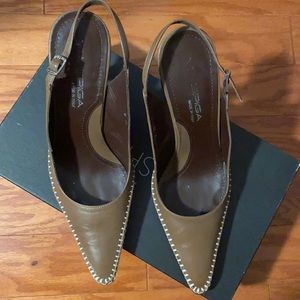 Via Spiga leather taupe sling back shoes